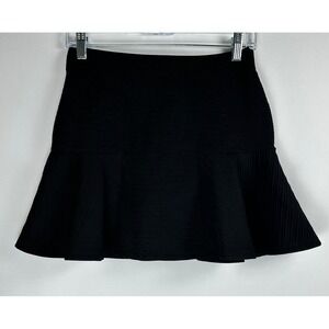 Zara Ruffle Hem Mini Skirt Women Size S Black‎ Ribbed Coquette Balletcore Preppy